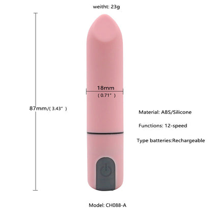 Bullet Vibrator with Angled Tip for Precision Clitoral Stimulation, Rechargeable Lipstick Nipple G-spot Stimulator Sex Toys