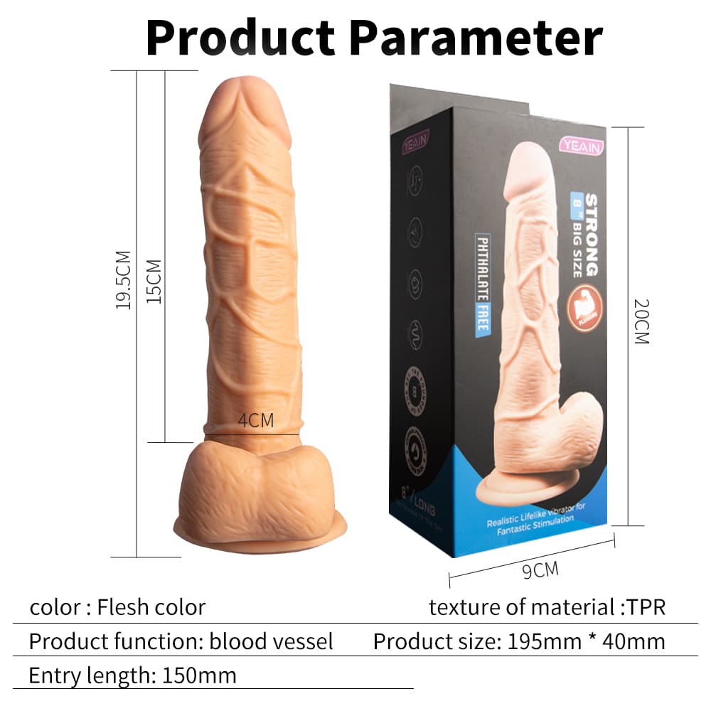 Super Realistic Flesh Colour Flexible Dildo With Scrotum