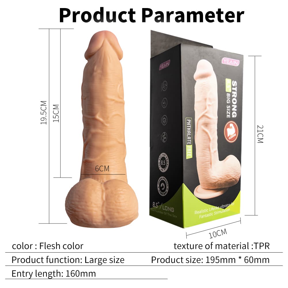 Super Realistic Flesh Colour Flexible Dildo With Scrotum