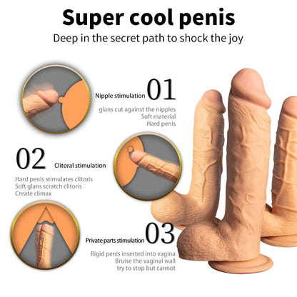 Super Realistic Flesh Colour Flexible Dildo With Scrotum