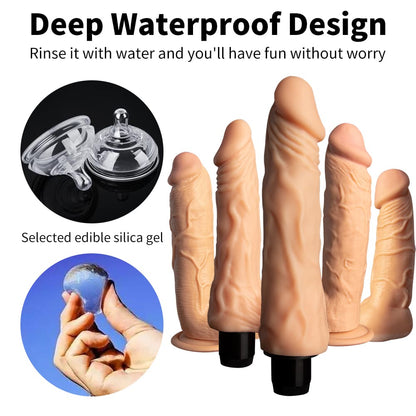 Super Realistic Flesh Colour Flexible Dildo With Scrotum